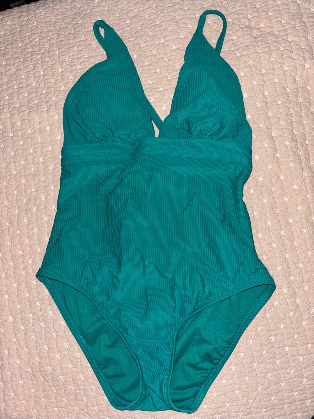 Teal Ribbed One-Piece Swimsuit